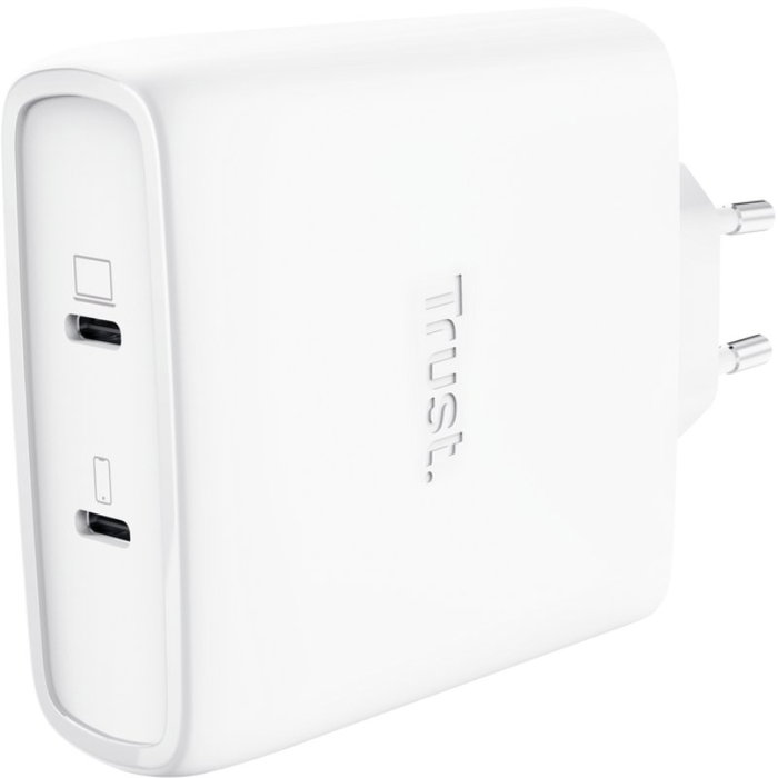 Trust Gan Trust Maxo 100W Cargador de Pared con 2 Puertos USB Tipo C e Incluye Cable USB Tipo C 100W
